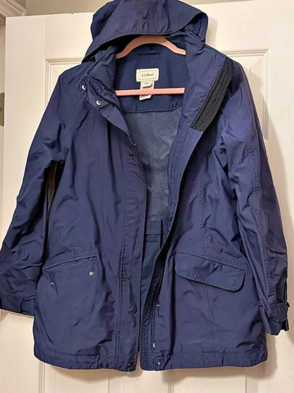 L.L.Bean Women'Small H2OFF Rain Jacket, Mesh-Lined Blue Small